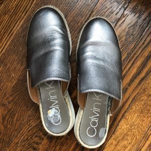 Silver Calvin Klein Loafer Slip Ons